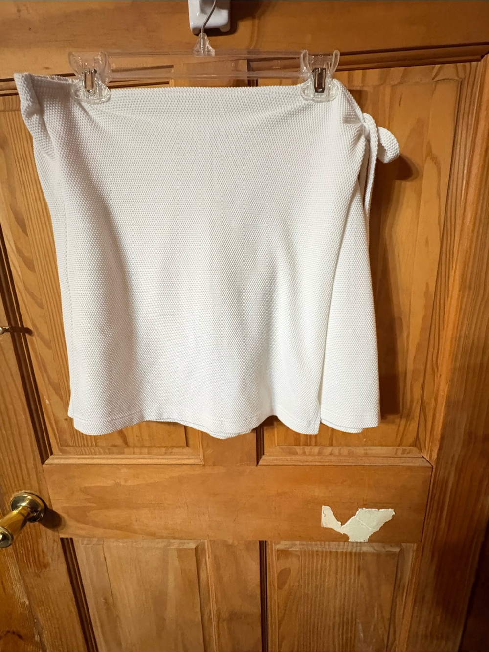 Women's White Knit Tie-Side Skirt - Picture 2 of 7